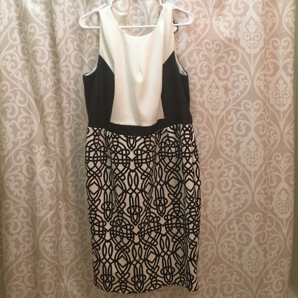 Black white faux leather cocktail dress